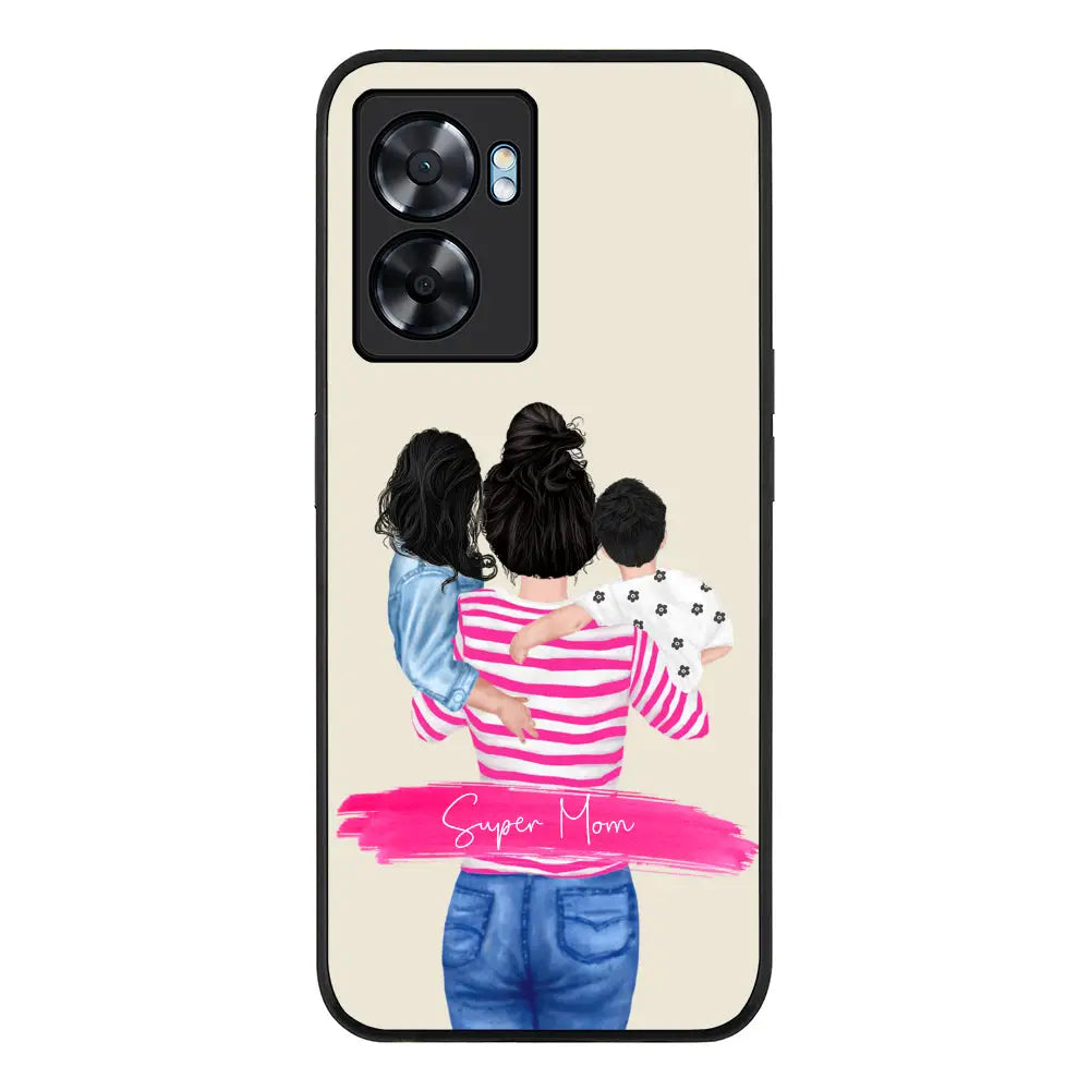 Oppo A57 5G Rugged Black Custom Clipart Text Mother Son & Daughter Phone Case - Oppo - Stylizedd.com