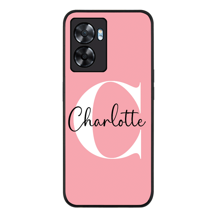 Oppo A57 5G / Rugged Black Custom Monogram Large Initial Name & Letter, Phone Case - Oppo - Stylizedd.com