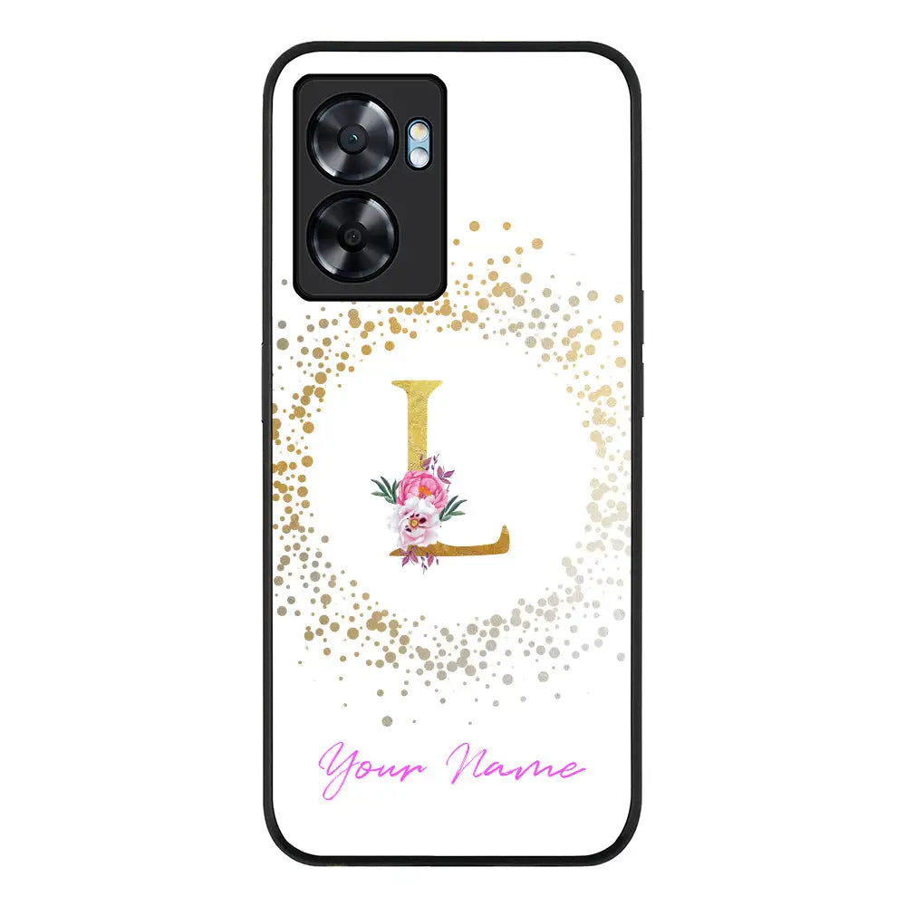Oppo A57 5G / Rugged Black Floral Initial Phone Case - Oppo - Stylizedd.com