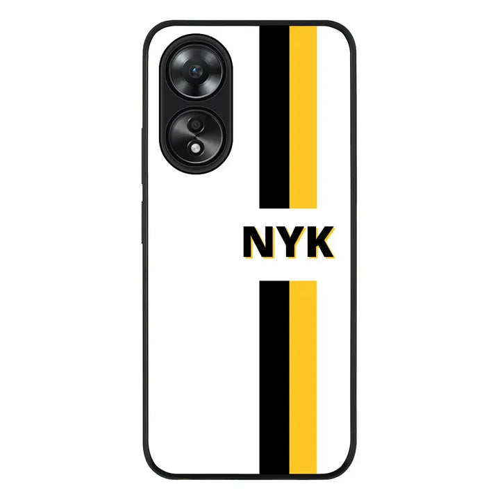 Oppo A58 4G / Rugged Black Phone Case Custom Striped Monogram Phone Case - Oppo - Stylizedd