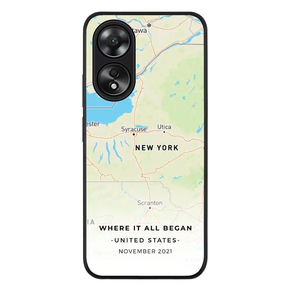 Oppo A58 4G / Rugged Black Personalized map, Phone Case - Oppo - Stylizedd.com