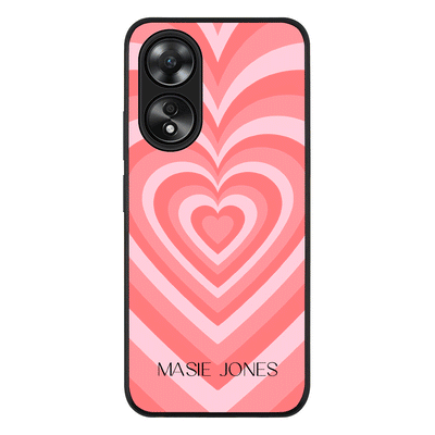 Oppo A58 4G / Rugged Black Phone Case Personalized Name Retro Hearts, Phone Case - Oppo - Stylizedd