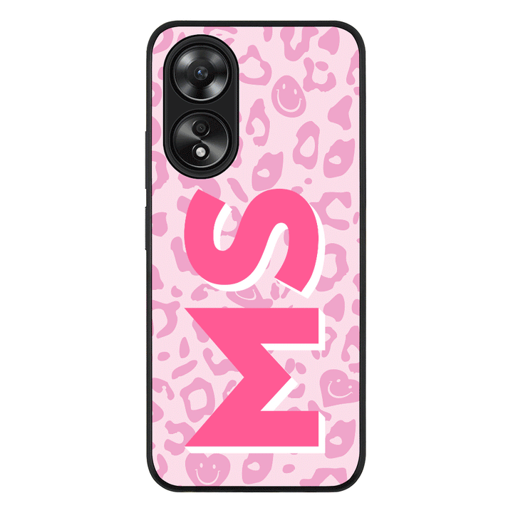 Oppo A58 4G / Rugged Black Custom Monogram Initial 3D Shadow Text Seamless Pattern, Phone Case - Oppo - Stylizedd.com