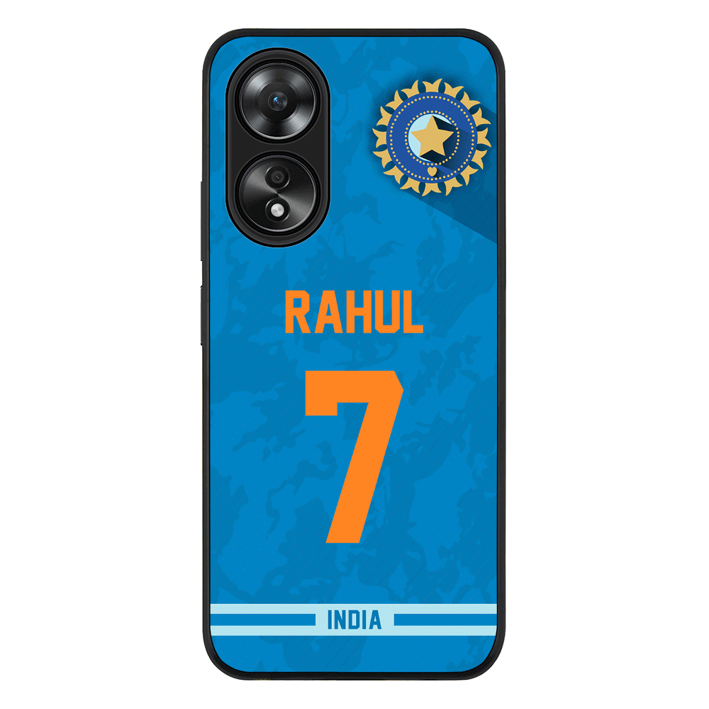 Oppo A58 4G / Rugged Black Personalized Cricket Jersey Phone Case Custom Name & Number - Oppo - Stylizedd.com