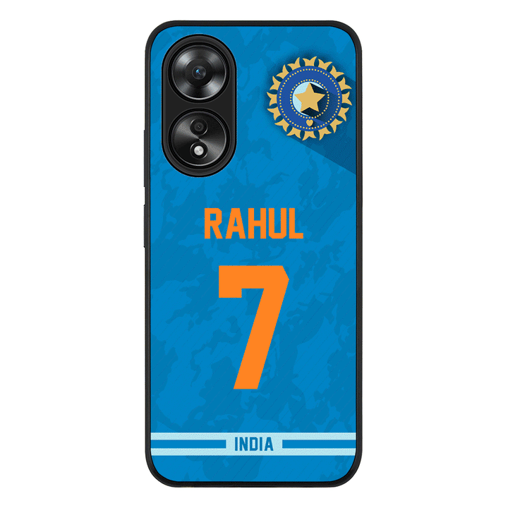 Oppo A58 4G / Rugged Black Personalized Cricket Jersey Phone Case Custom Name & Number - Oppo - Stylizedd.com