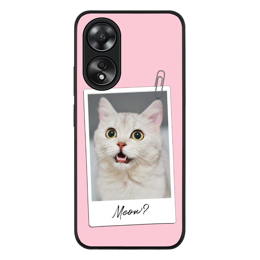 Oppo A58 4G / Rugged Black Polaroid Photo Pet Cat, Phone Case - Oppo - Stylizedd.com