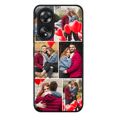 Oppo A58 4G / Rugged Black Phone Case Personalised Valentine Photo Collage Grid, Phone Case - Oppo - Stylizedd