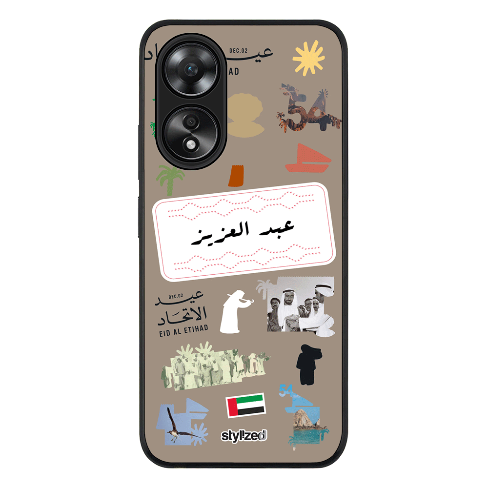 Oppo A58 4G / Rugged Black Custom Eid Al Etihad 54 National Day Sticker, Phone Case - Oppo - Stylizedd.com