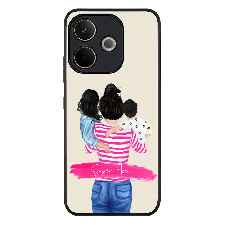 Custom Clipart Text Mother Son & Daughter Phone Case - Oppo - A5 Pro 5G / 4G / Rugged Black