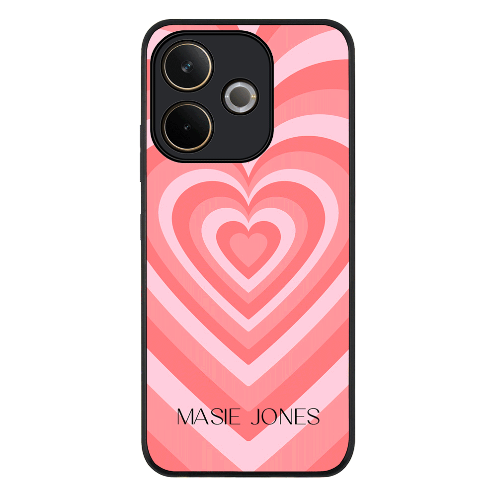 Personalized Name Retro Hearts Phone Case - Oppo - A5 Pro 5G / 4G / Rugged Black - Stylizedd