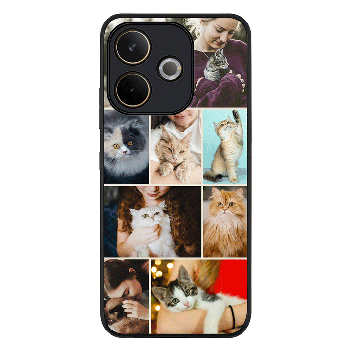 Personalised Photo Collage Grid Pet Cat Phone Case - Oppo - A5 Pro 5G / 4G / Rugged Black