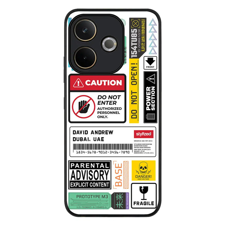 Personalized Name Shipping Label Sticker Phone Case - Oppo - A5 Pro 5G / 4G / Rugged Black