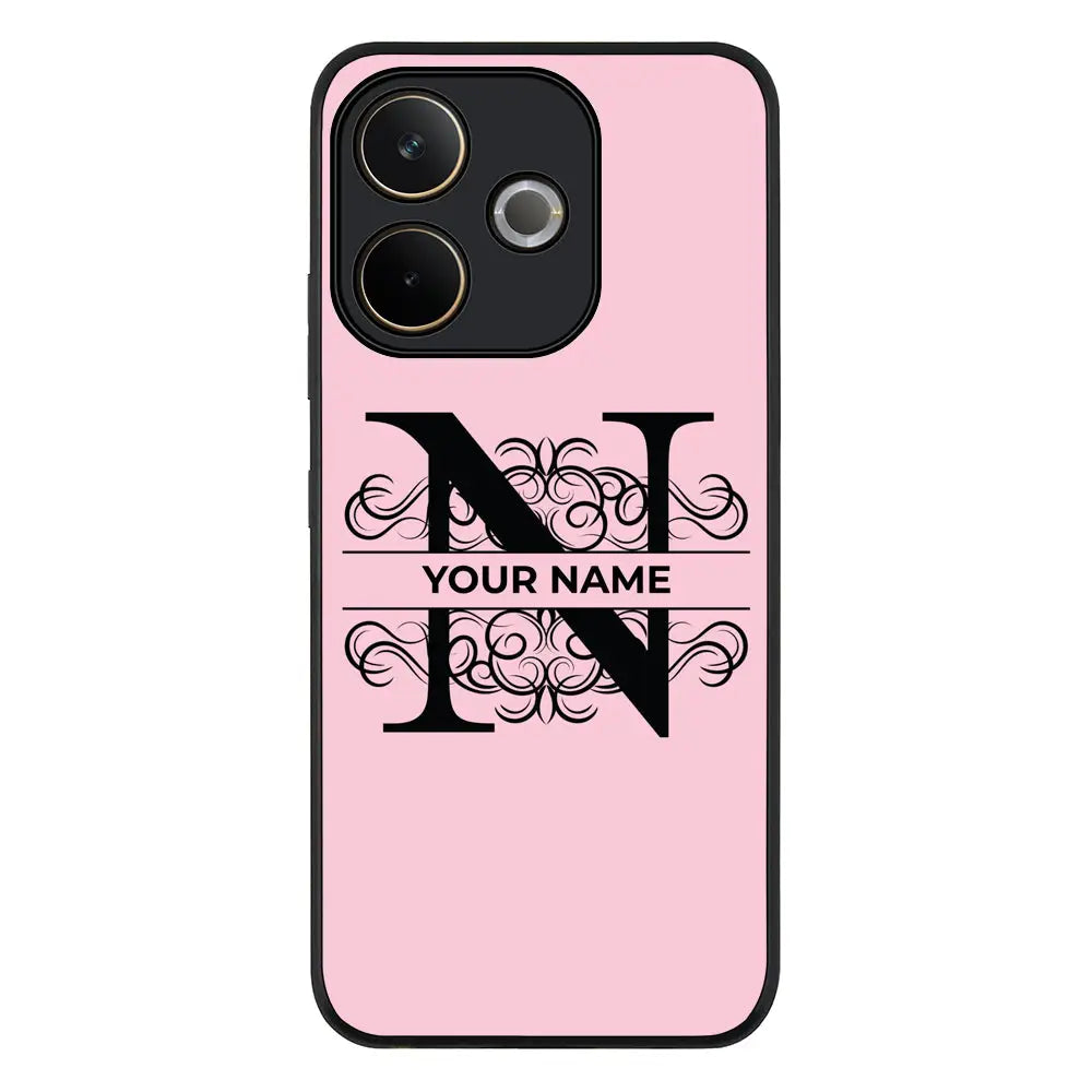 Split Floral Initial Phone Case - Oppo - A5 Pro 5G / 4G / Rugged Black - Stylizedd