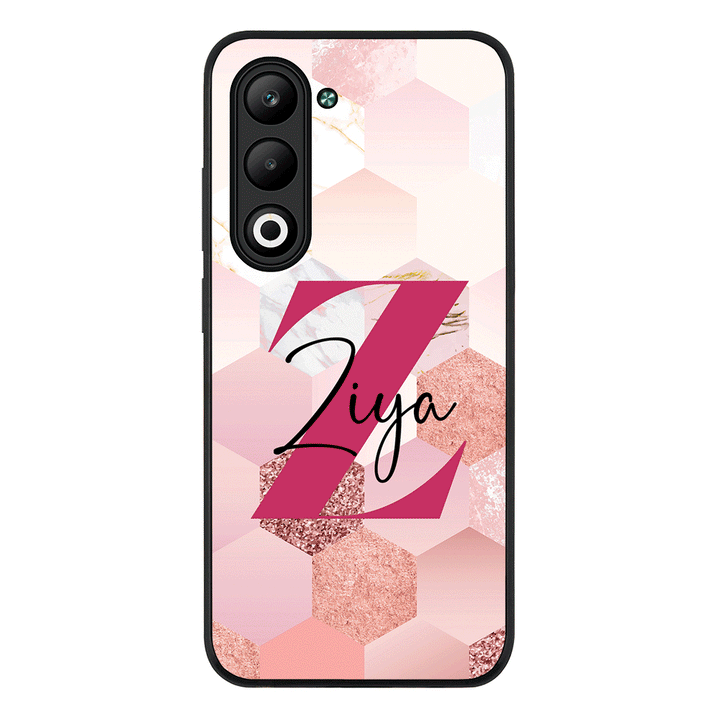 Personalized Text Geometric Pink Marble Texture, Phone Case - Oppo