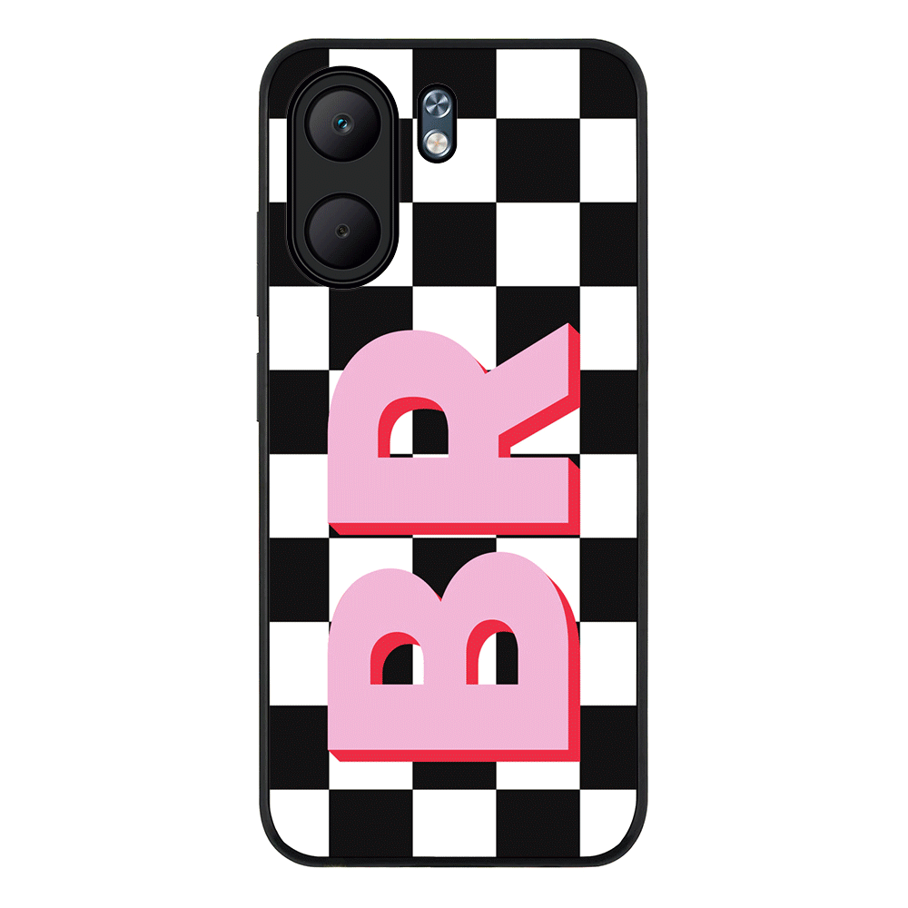 Custom Monogram Initial Checkerboard, Phone Case - Oppo