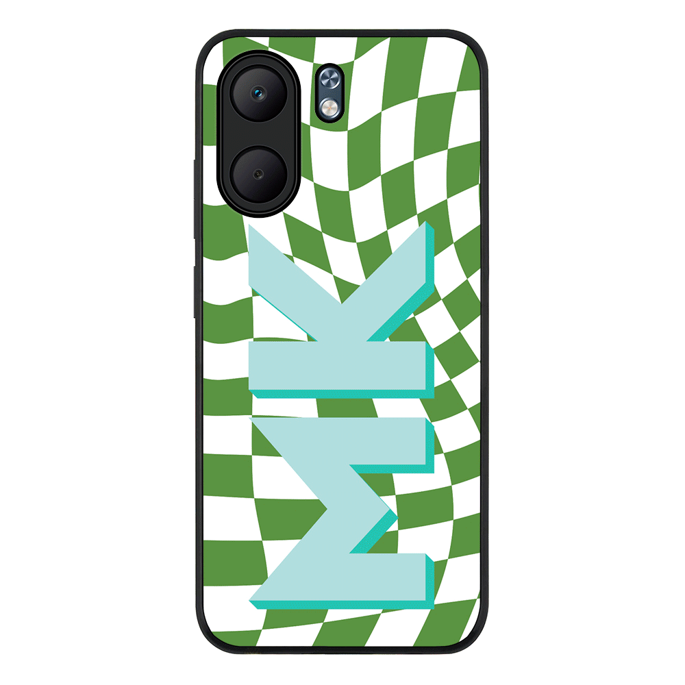 Custom Monogram Initial Wavy Checkerboard, Phone Case - Oppo