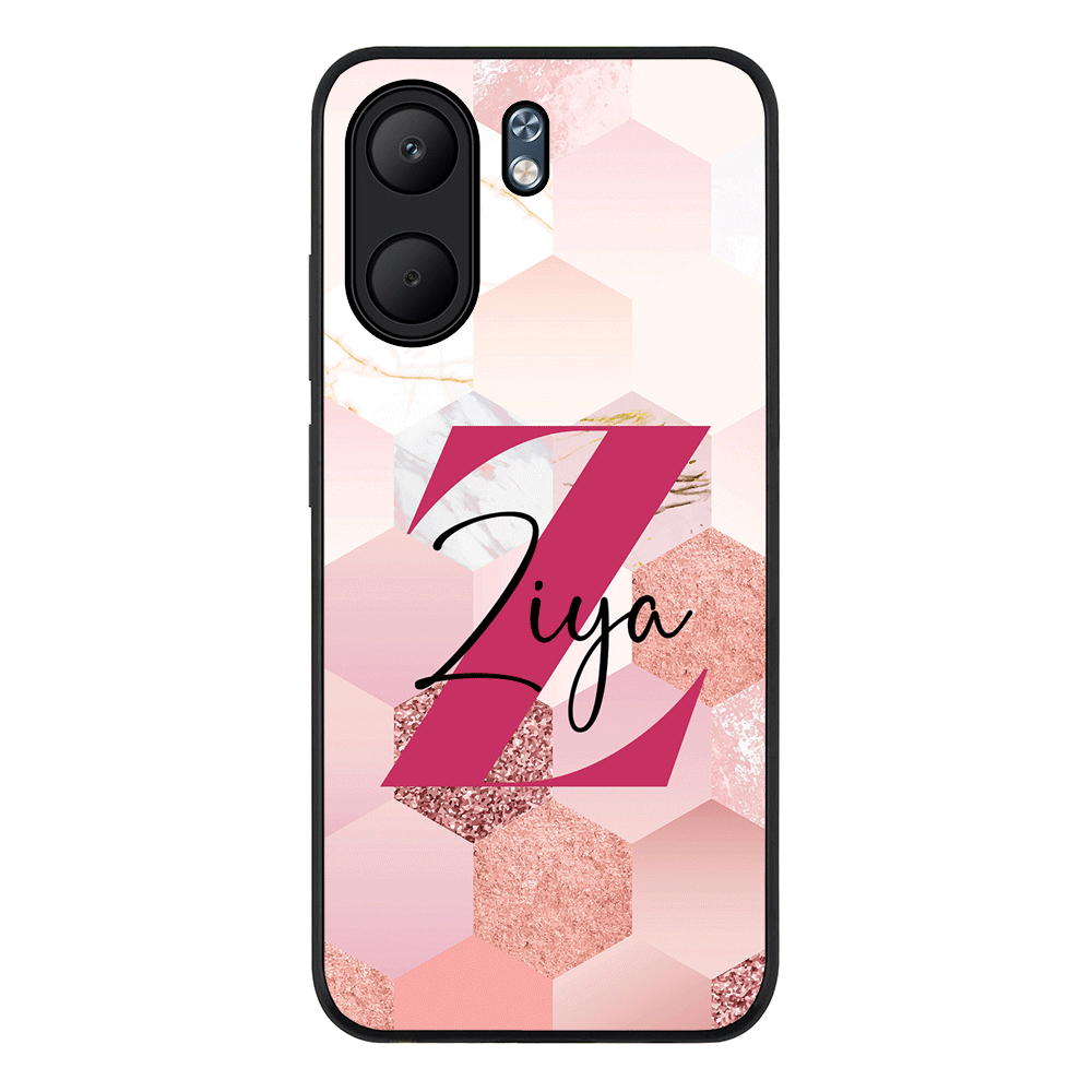 Personalized Text Geometric Pink Marble Texture, Phone Case - Oppo