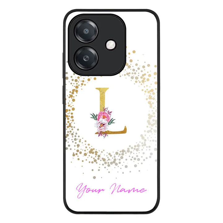 Oppo A60 5G / A3 5G / A3x 5G / Rugged Black Floral Initial Phone Case - Oppo - Stylizedd.com