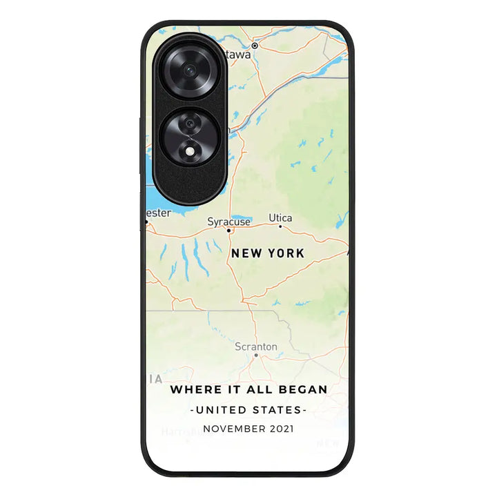 Oppo A60 / Rugged Black Personalized map, Phone Case - Oppo - Stylizedd.com