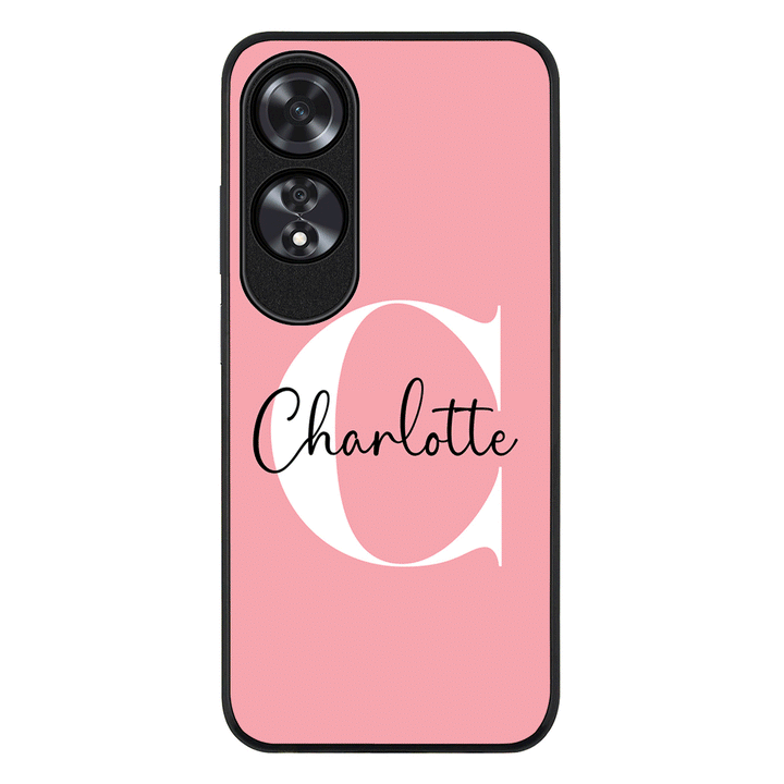 Oppo A60 / Rugged Black Custom Monogram Large Initial Name & Letter, Phone Case - Oppo - Stylizedd.com