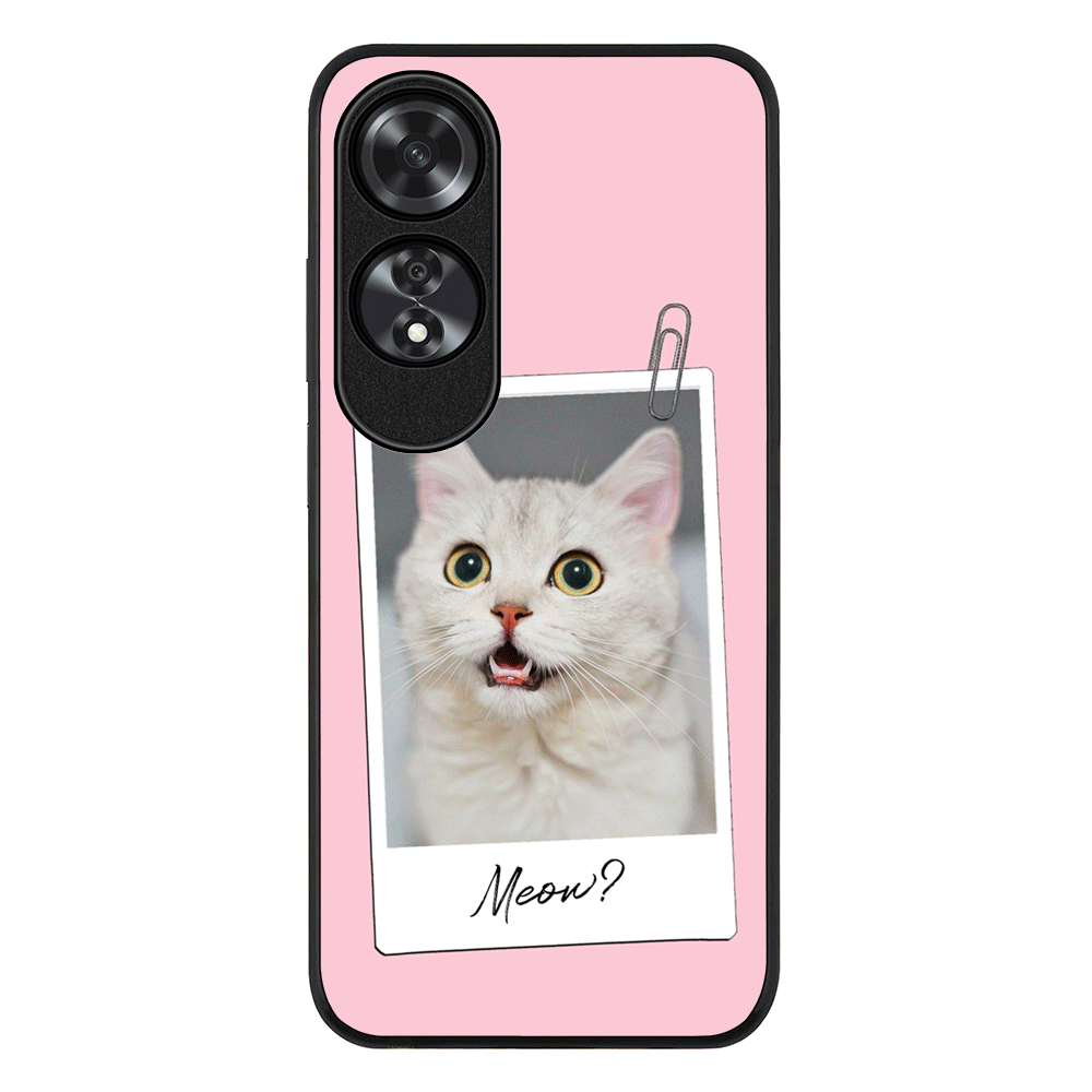 Oppo A60 / Rugged Black Polaroid Photo Pet Cat, Phone Case - Oppo - Stylizedd.com