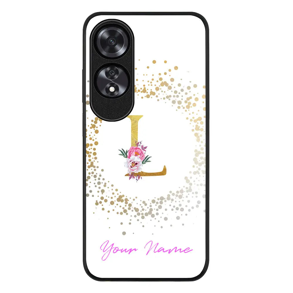 Oppo A60 / Rugged Black Floral Initial Phone Case - Oppo - Stylizedd.com
