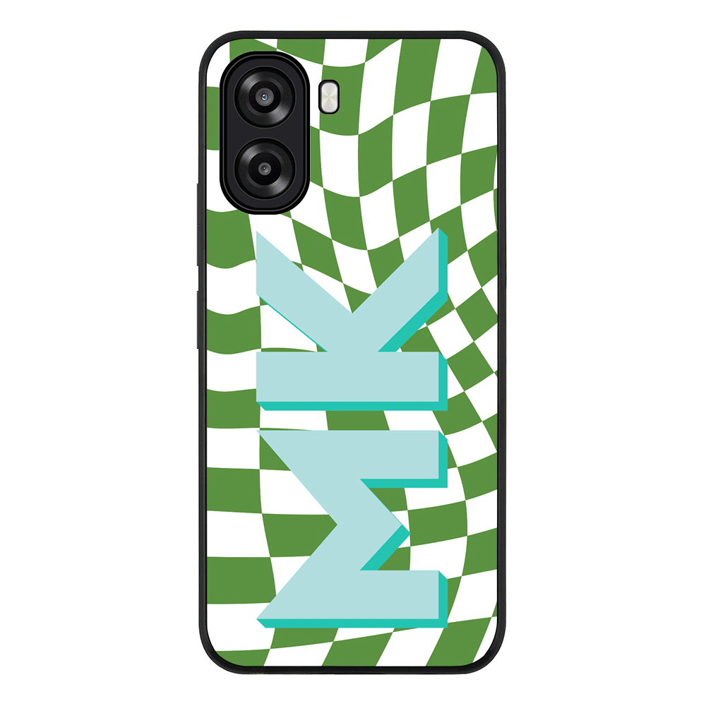 Custom Monogram Initial Wavy Checkerboard, Phone Case - Oppo