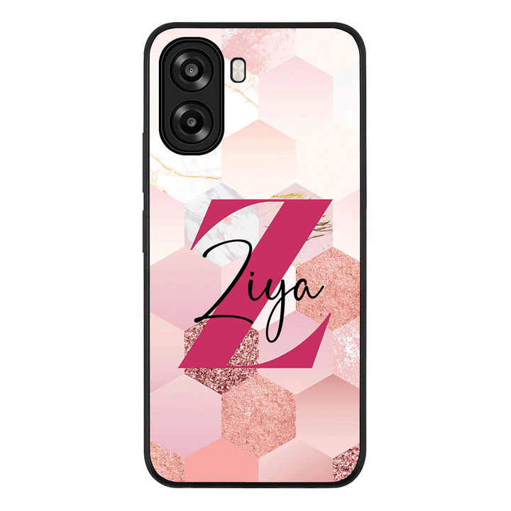 Personalized Text Geometric Pink Marble Texture, Phone Case - Oppo