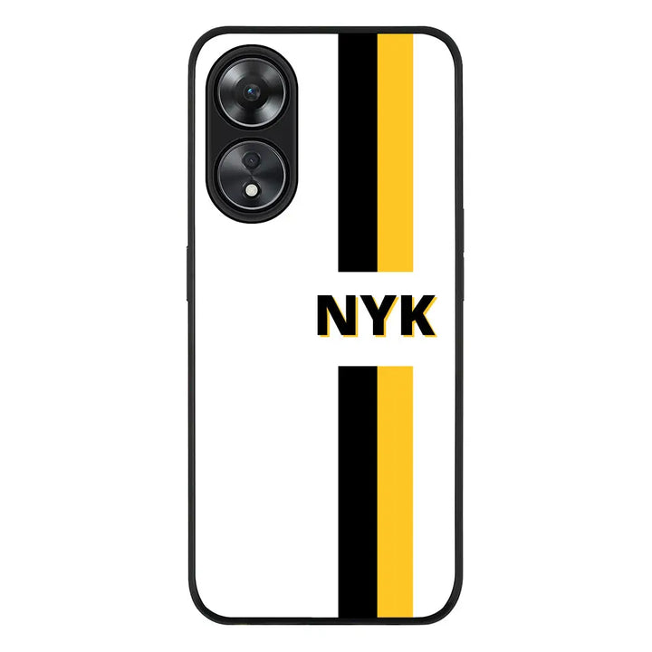 Oppo A78 5G / Oppo A58 5G / Rugged Black Phone Case Custom Striped Monogram Phone Case - Oppo - Stylizedd