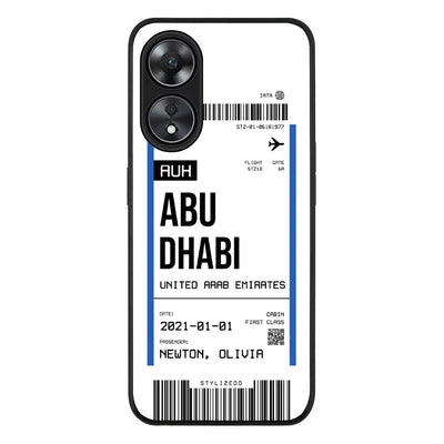 Custom Flight Boarding Pass Ticket Phone Case - Oppo - A78 5G / A58 / Rugged Black - Stylizedd