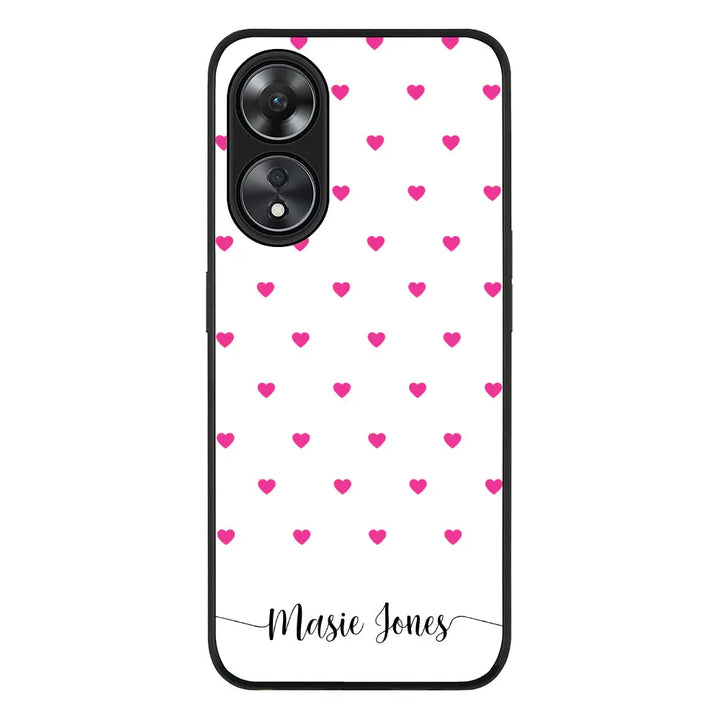 Heart Pattern Custom Text My Name Phone Case - Oppo - A78 5G / A58 / Rugged Black - Stylizedd