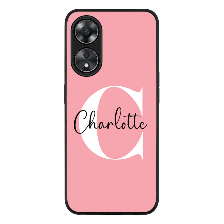 Oppo A78 5G / Oppo A58 5G / Rugged Black Custom Monogram Large Initial Name & Letter, Phone Case - Oppo - Stylizedd.com