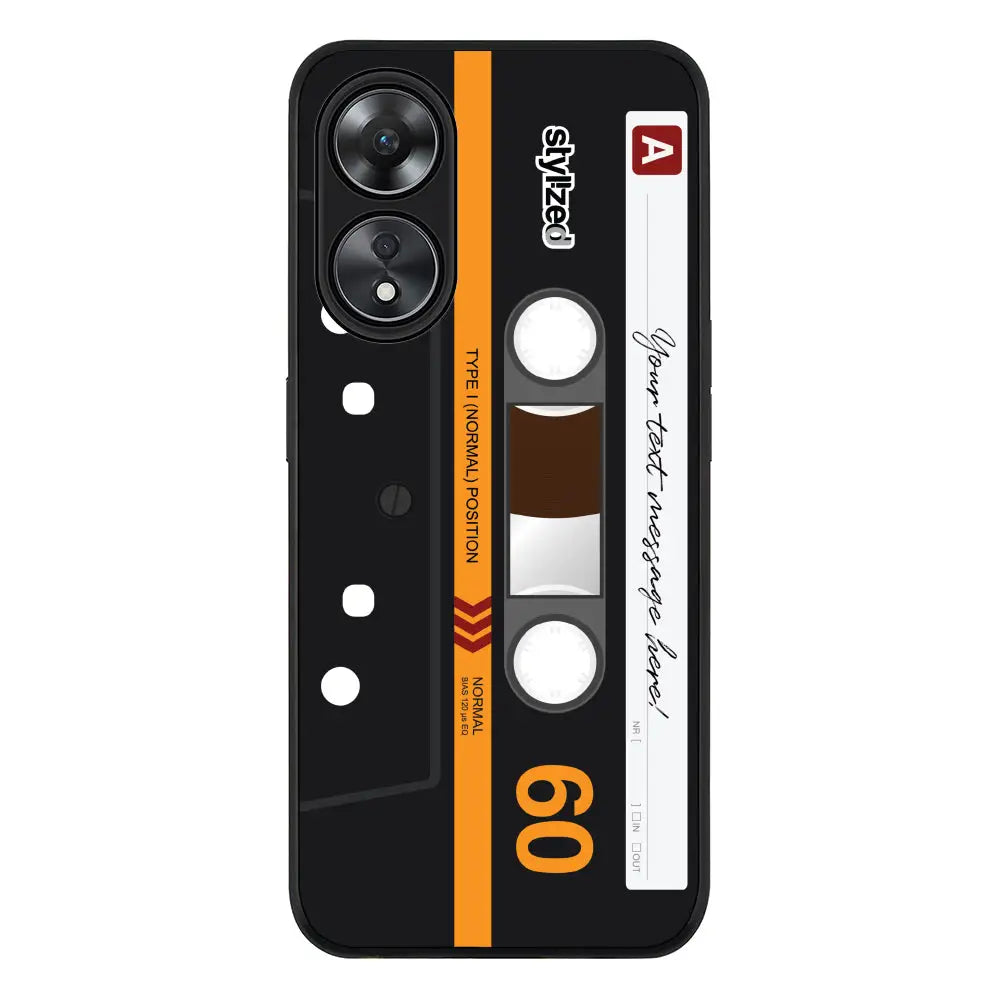 Custom Retro Cassette Tape Phone Case - Oppo - A78 5G / A58 / Rugged Black - Stylizedd