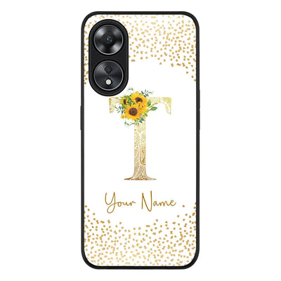 Floral Mandala Initial Phone Case - Oppo - A78 5G / A58 / Rugged Black - Stylizedd