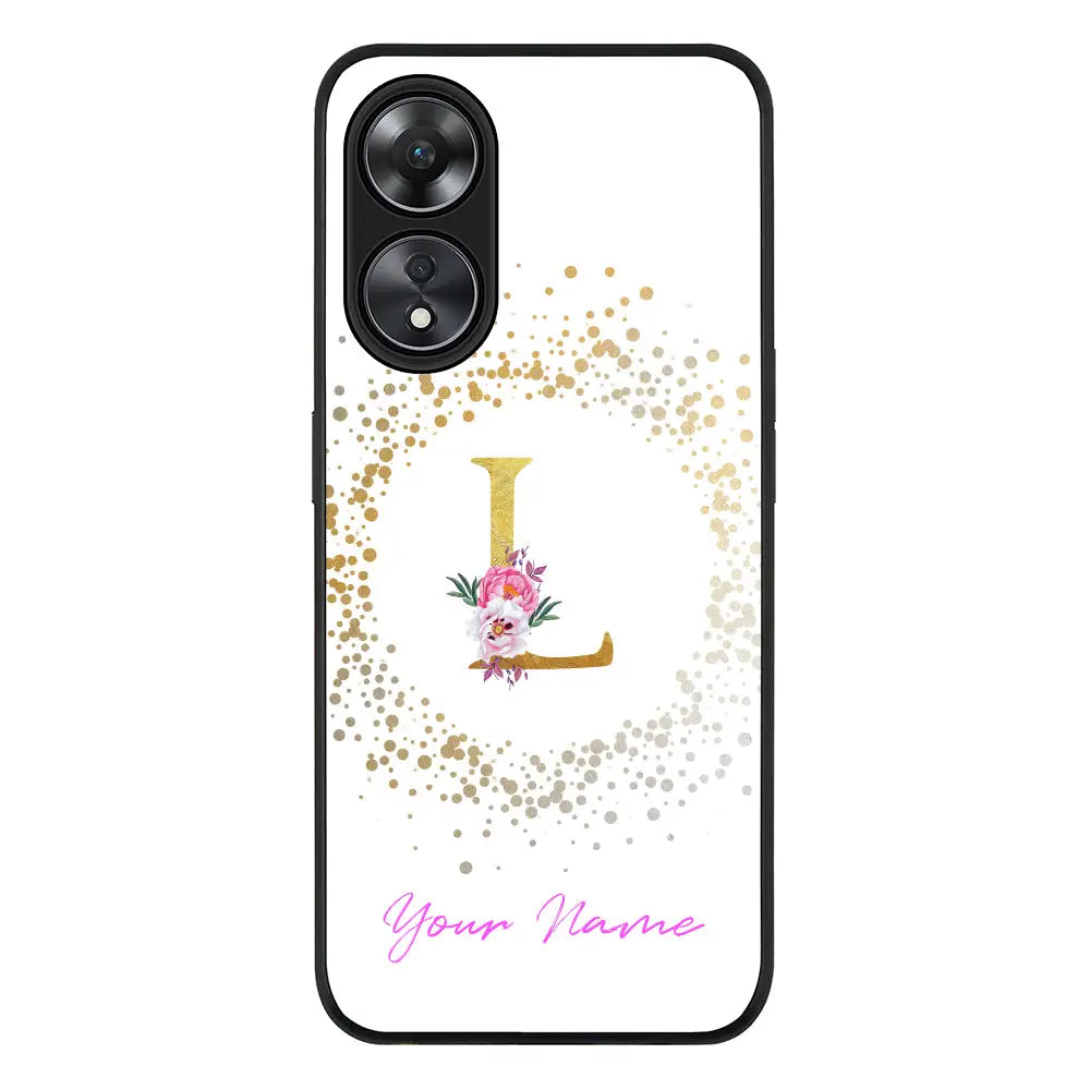 Oppo A78 5G / Oppo A58 5G / Rugged Black Phone Case Floral Initial Phone Case - Oppo - Stylizedd