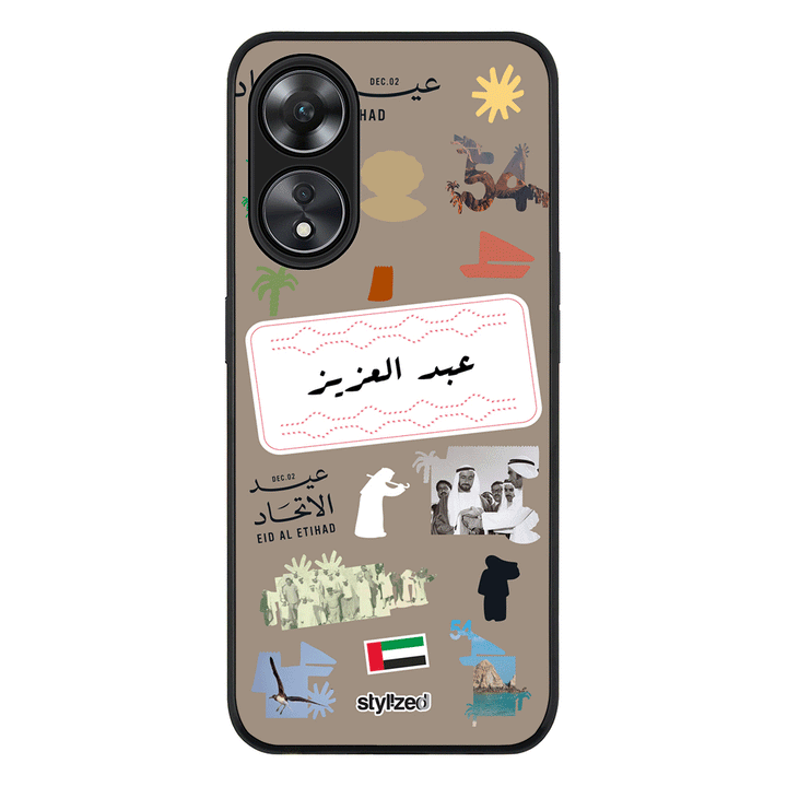 Oppo A78 5G / Oppo A58 5G / Rugged Black Custom Eid Al Etihad 54 National Day Sticker, Phone Case - Oppo - Stylizedd.com