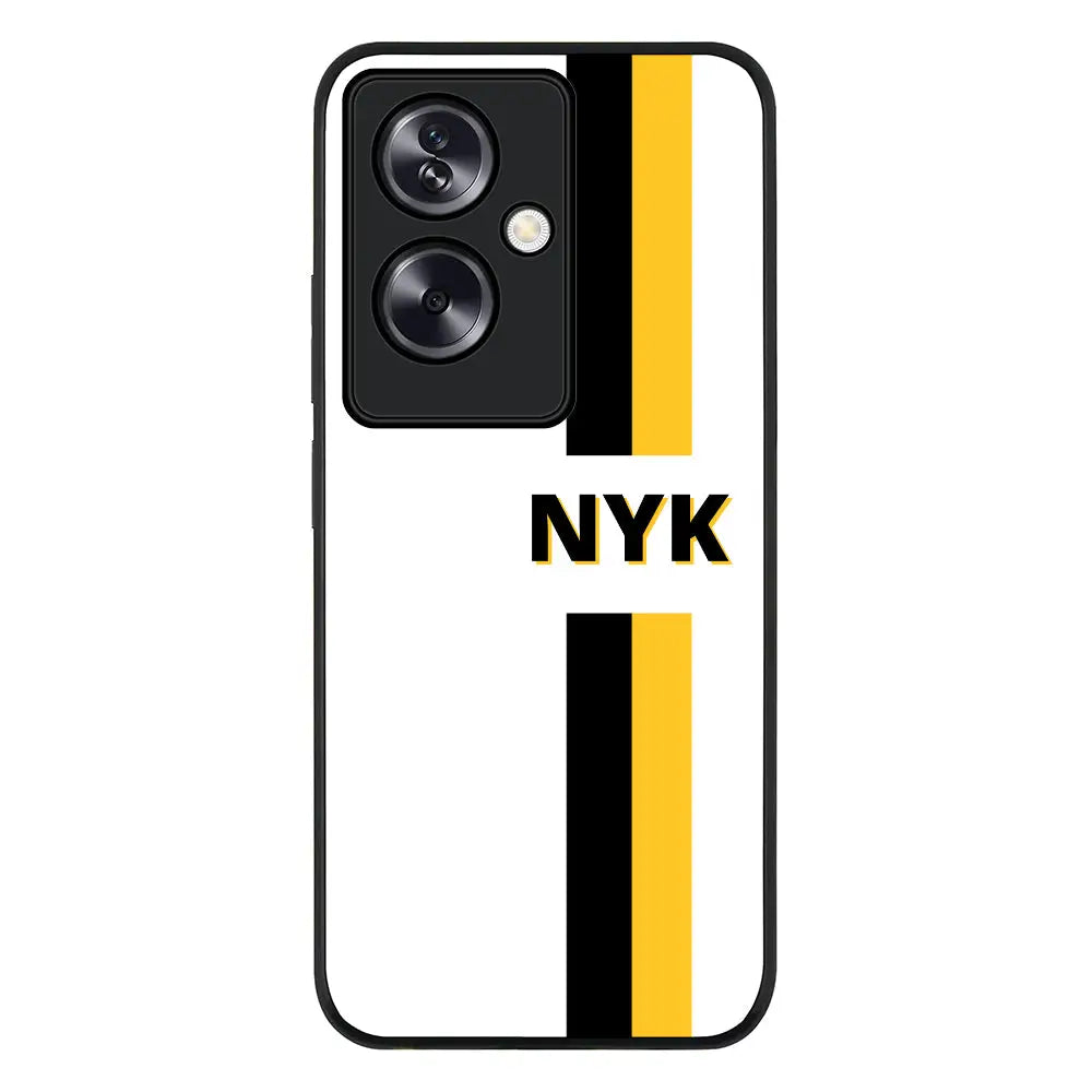 Custom Striped Monogram Phone Case - Oppo - A79 5G / Rugged Black - Stylizedd