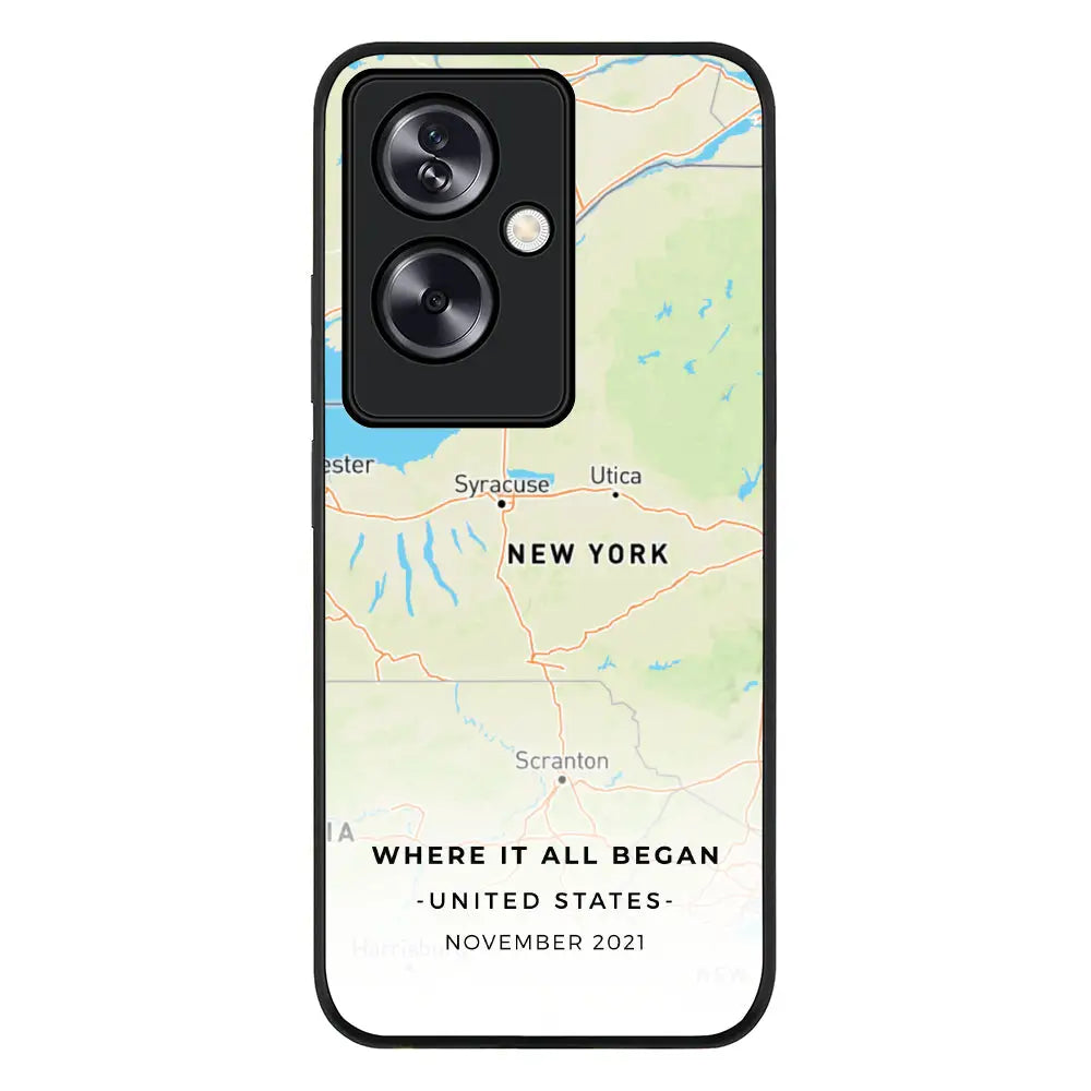 Oppo A79 5G / Rugged Black Personalized map, Phone Case - Oppo - Stylizedd.com