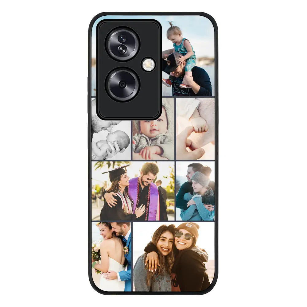 Personalised Photo Collage Grid Phone Case - Oppo - A79 5G / Rugged Black - Stylizedd