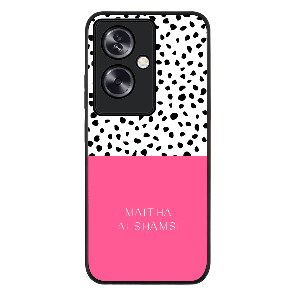 Personalized Text Colorful Spotted Dotted Phone Case - Oppo - A79 5G / Rugged Black - Stylizedd