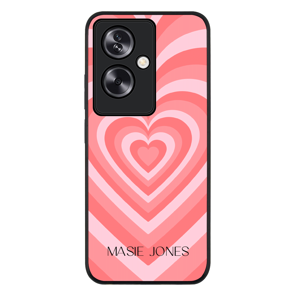 Oppo A79 5G / Rugged Black Phone Case Personalized Name Retro Hearts, Phone Case - Oppo - Stylizedd
