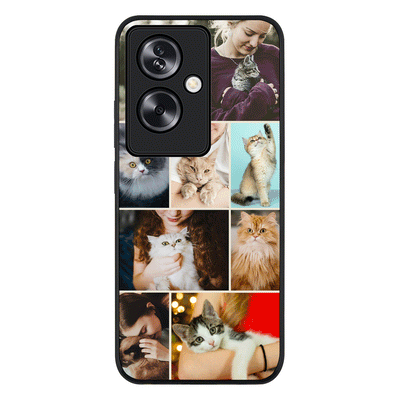 Personalised Photo Collage Grid Pet Cat Phone Case - Oppo - A79 5G / Rugged Black - Stylizedd