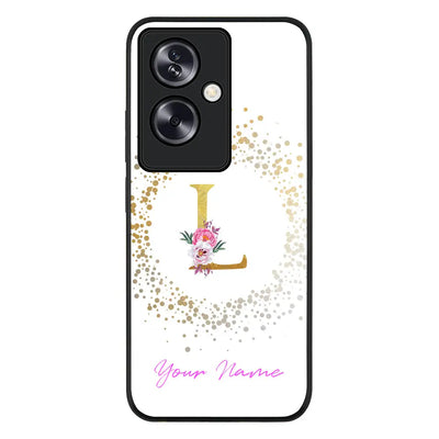 Oppo A79 5G / Rugged Black Phone Case Floral Initial Phone Case - Oppo - Stylizedd