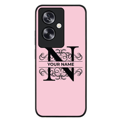 Split Floral Initial Phone Case - Oppo - A79 5G / Rugged Black - Stylizedd