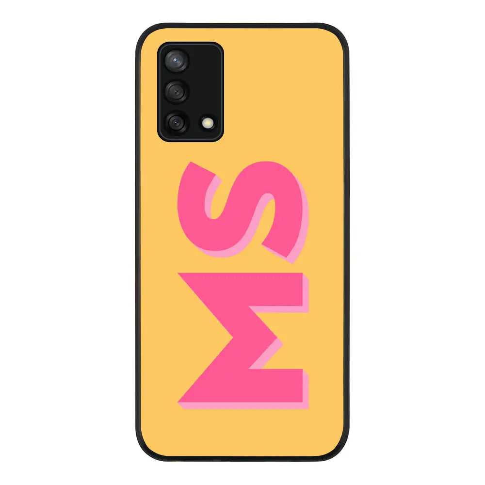 Oppo A95 4G / Oppo F19 Rugged Black Personalized Monogram Initial 3D Shadow Text Phone Case - Oppo - Stylizedd.com