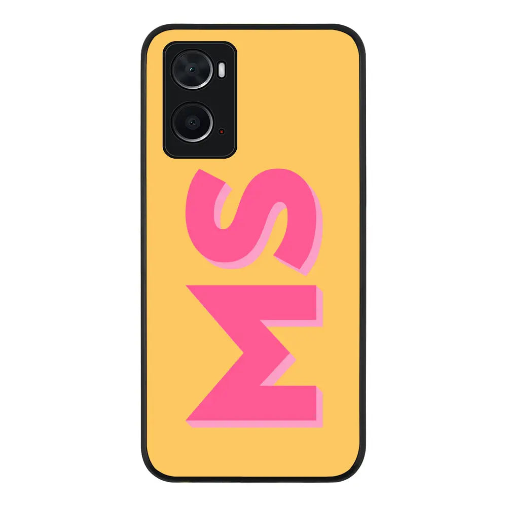 Oppo A96 4G / A36 / A76 Rugged Black Personalized Monogram Initial 3D Shadow Text Phone Case - Oppo - Stylizedd.com