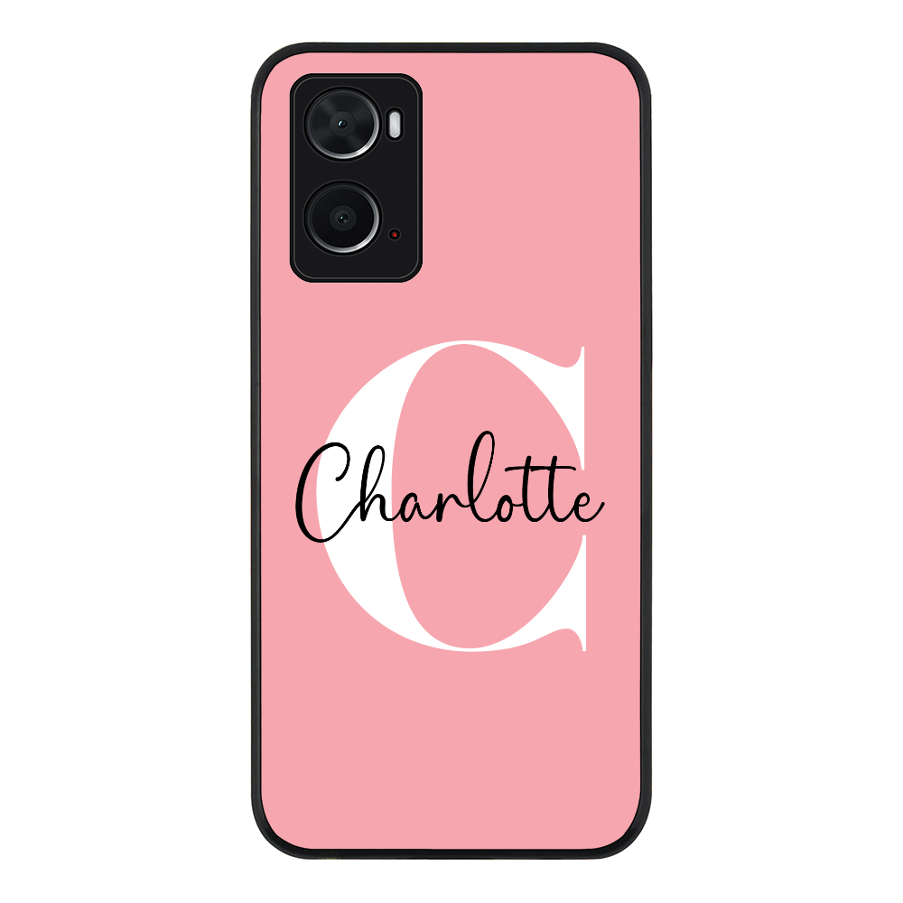 Oppo A96 4G / A36 / A76 / Rugged Black Custom Monogram Large Initial Name & Letter, Phone Case - Oppo - Stylizedd.com