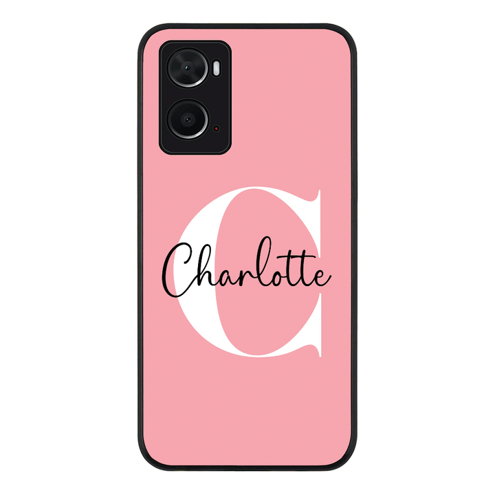 Oppo A96 4G / A36 / A76 / Rugged Black Custom Monogram Large Initial Name & Letter, Phone Case - Oppo - Stylizedd.com