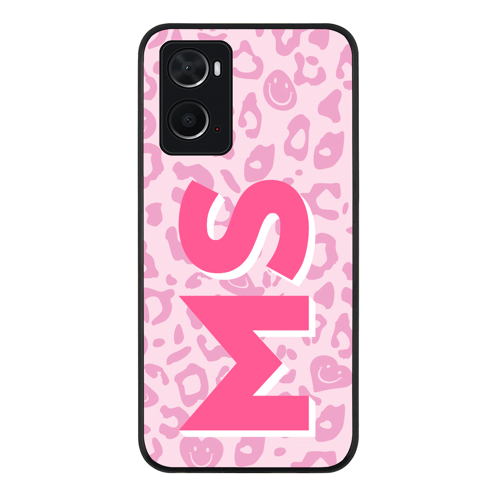 Oppo A96 4G / A36 / A76 / Rugged Black Custom Monogram Initial 3D Shadow Text Seamless Pattern, Phone Case - Oppo - Stylizedd.com