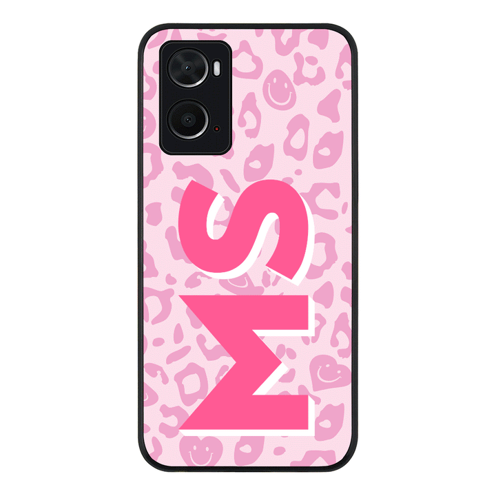Oppo A96 4G / A36 / A76 / Rugged Black Custom Monogram Initial 3D Shadow Text Seamless Pattern, Phone Case - Oppo - Stylizedd.com
